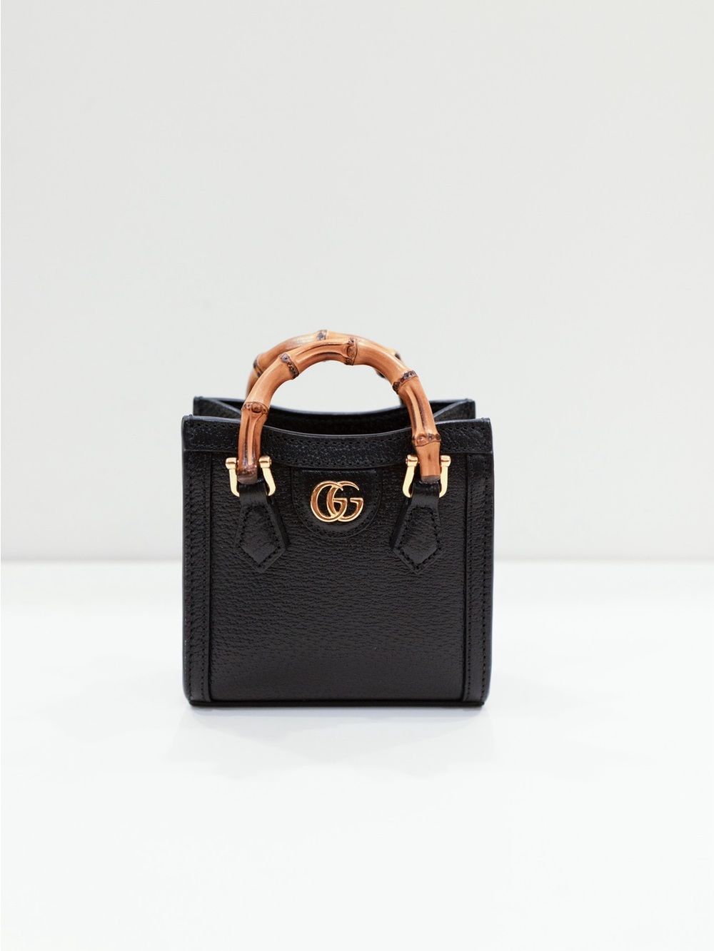 Gucci Black Mini Tote with Bamboo Top Handle and Gold Hardware